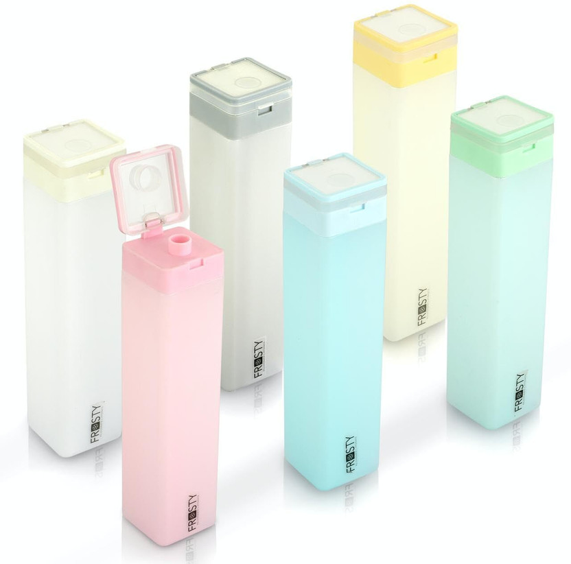 Roy Enterprise Square Water Bottle with Flip Top Lid & Carry Handle, Leak Proof 955 ml Plastic Bottle(Pack of 6, Multicolor)
