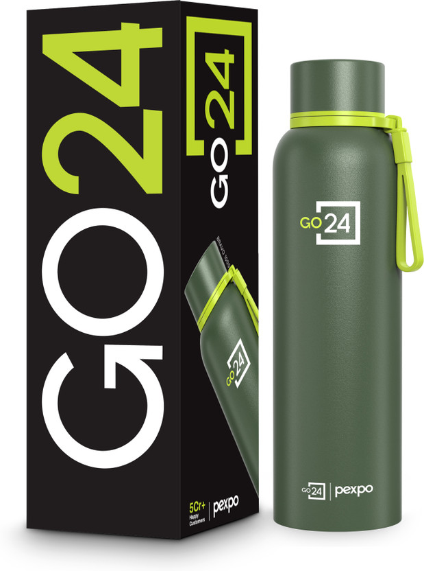 Go24 Hot and Cold Water Bottle ISI Certified Thermosteel flask, Leakproof Bravo 1000 ml Stainless Steel Flask(Pack of 1, Green)