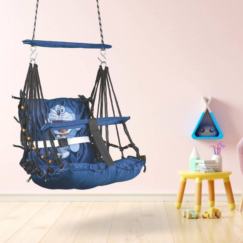 FurniGully Doremon Printed Cotton Baby Swing for Indoor & Outdoor/Swing