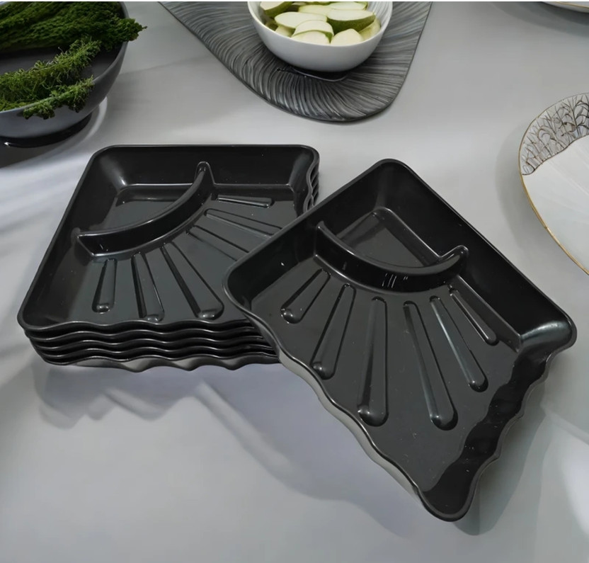 RK RK TECH Plastic Serving Bowl Stylish Serving Plate in black color,pack of 12, BPA free Plastic plates(Pack of 12, Black) - Flipkart Deal