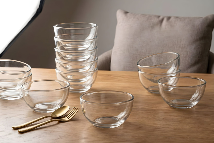 Urban Centre Glass Serving Bowl Multipurpose Glass Serving Bowls Set(Pack of 12, Clear)