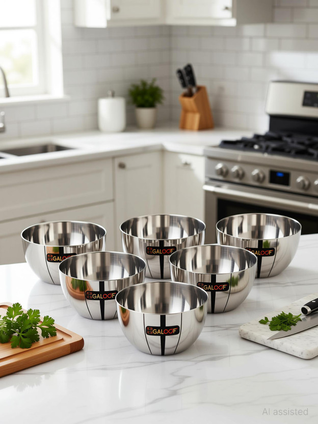 GALOOF GALOOF Stainless Steel Vegetable Bowl heavy gauge set of 6(Pack of 6, Silver) - Flipkart Deal