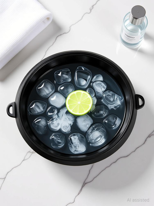 AMBDDED Silicone Massage Bowl Facial ice therapy reduces puffiness, cools skin, and boosts glow.(Pack of 1, Black)