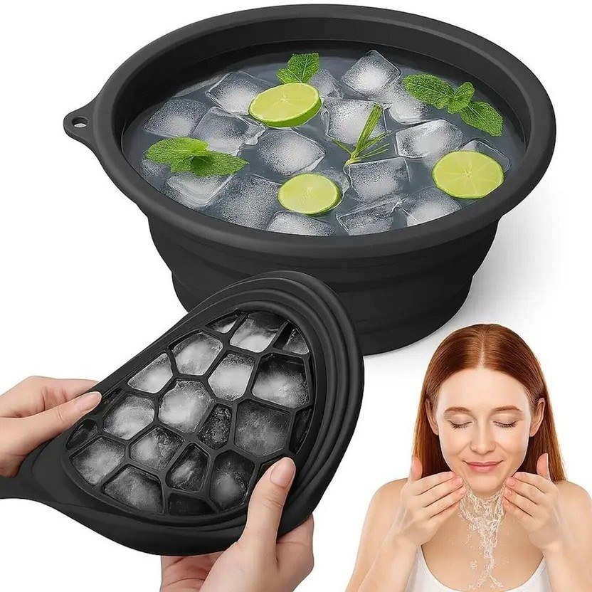MOLDEST Silicone Massage Bowl Ice Bowl for Face Dip | Collapsible Silicone Ice Bath Bowl for Facial Therapy Disposable(Pack of 1, Multicolor)