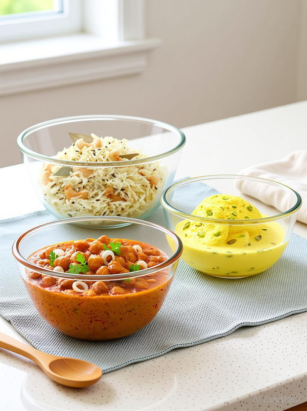 BOROSIL Borosilicate Glass Mixing Bowl(Pack of 3, Clear)