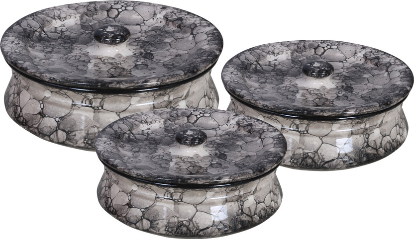Raj Royal Ceramic Serving Bowl Food Storage Container Donga ,Multipurposes bowl( 1250 ml, 900ml,600 ml)(Pack of 3, Grey, White)