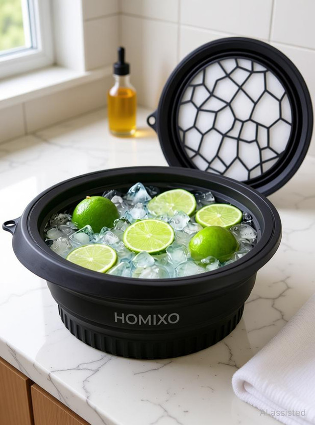 HOMIXO Silicone Massage Bowl Foldable Ice Bath for Glow Disposable(Pack of 1, Black)