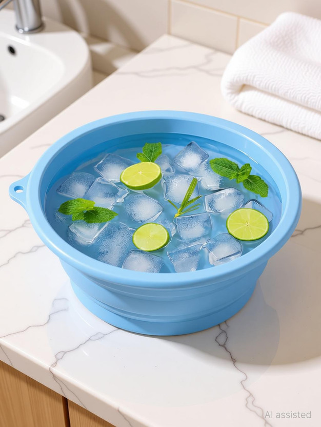 Mooues Mooues Silicone Massage Bowl Ice Bowl for Face Dip | Collapsible Silicone Ice Bath Bowl for Facial Therapy(Pack of 1, Blue) - Flipkart Deal