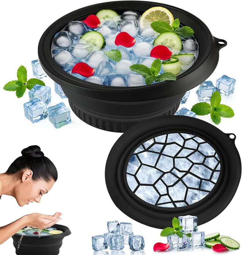VIRANI ENTERPRISE Silicone Massage Bowl Face Ice Bath(Pack of 1, Black)