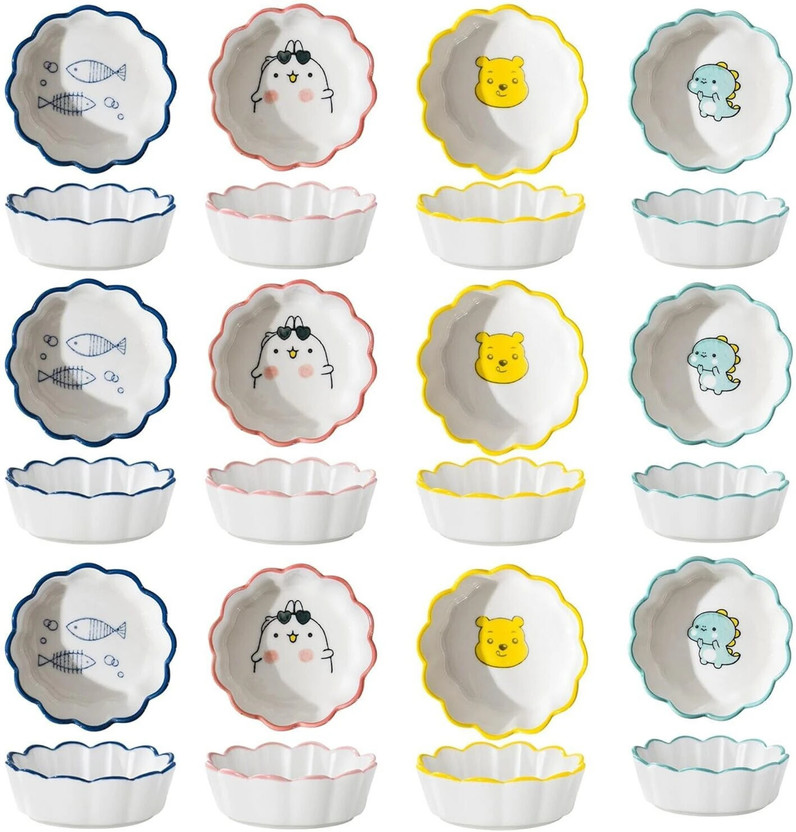 olwick olwick Ceramic Sauce Bowl Household Small Ceramic Bowl Set | Creative Tableware Dipping Bowls Disposable(Pack of 12, Multicolor) - Flipkart Deal