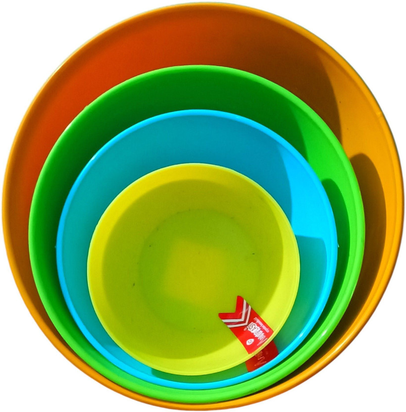 S.V HYGIENE Plastic Mixing Bowl Plastic Mixing Bowl Set of 4 for Kitchen,Multipurpose Kitchen Mixing bowl Disposable(Pack of 4, Multicolor)
