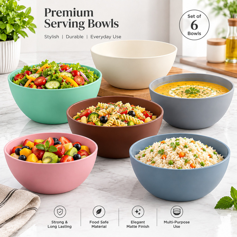 Nestrova Nestrova Online Store Plastic Storage Bowl mixing-bwl_6 Disposable(Pack of 6, Multicolor) - Flipkart Deal
