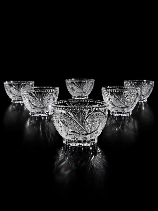 Aradhya Glass Dessert Bowl ROYAL BOWL(Pack of 6, Clear)