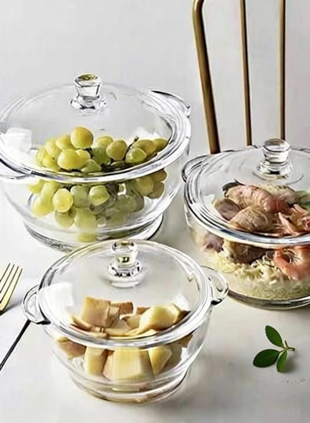 VINDRO VINDRO Glass Serving Bowl Glass Serving Bowl(Pack of 3, Clear) - Flipkart Deal