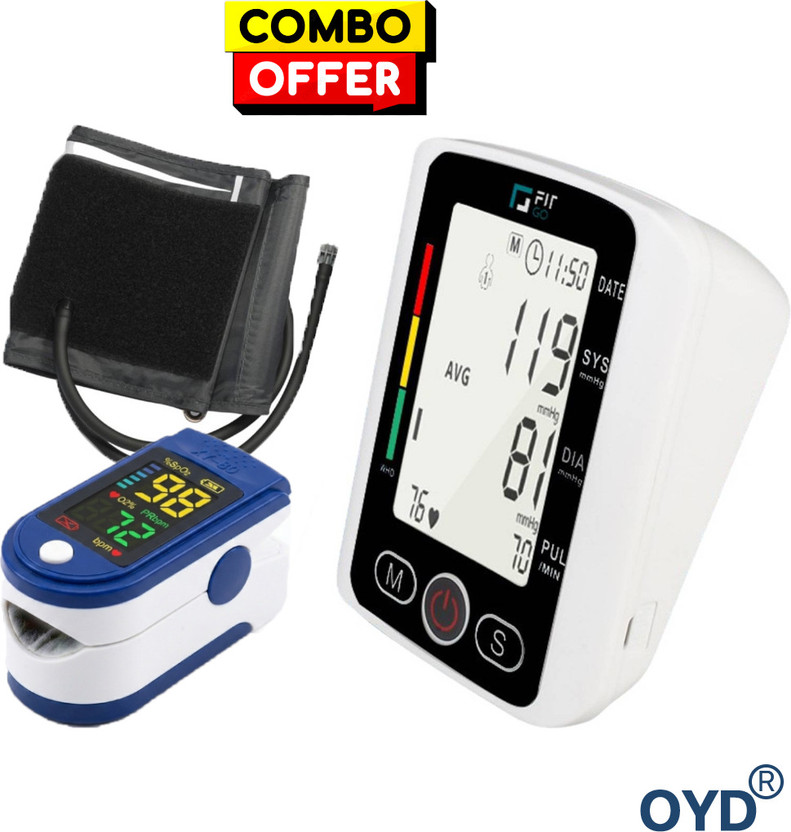 OYD Big Display BP Machine with LK87 Pulse Rate Oximeter with voice feature and 3 colour back light Bp Monitor(White)