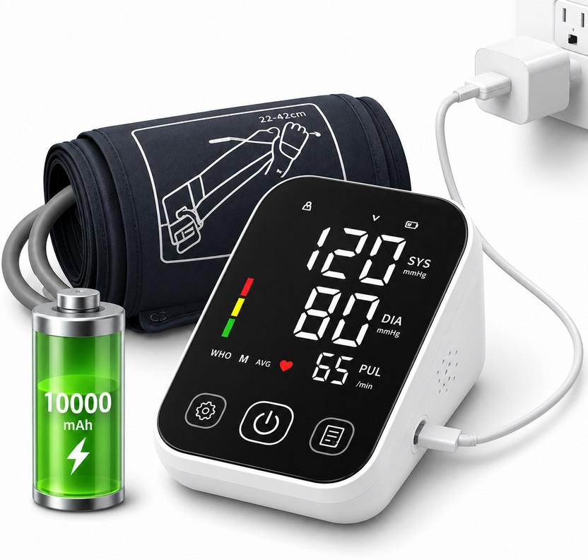 PLEXAL Rechargeable Digital Blood Pressure Monitor with Large Display and USB Charging Bp Monitor(White, Black)