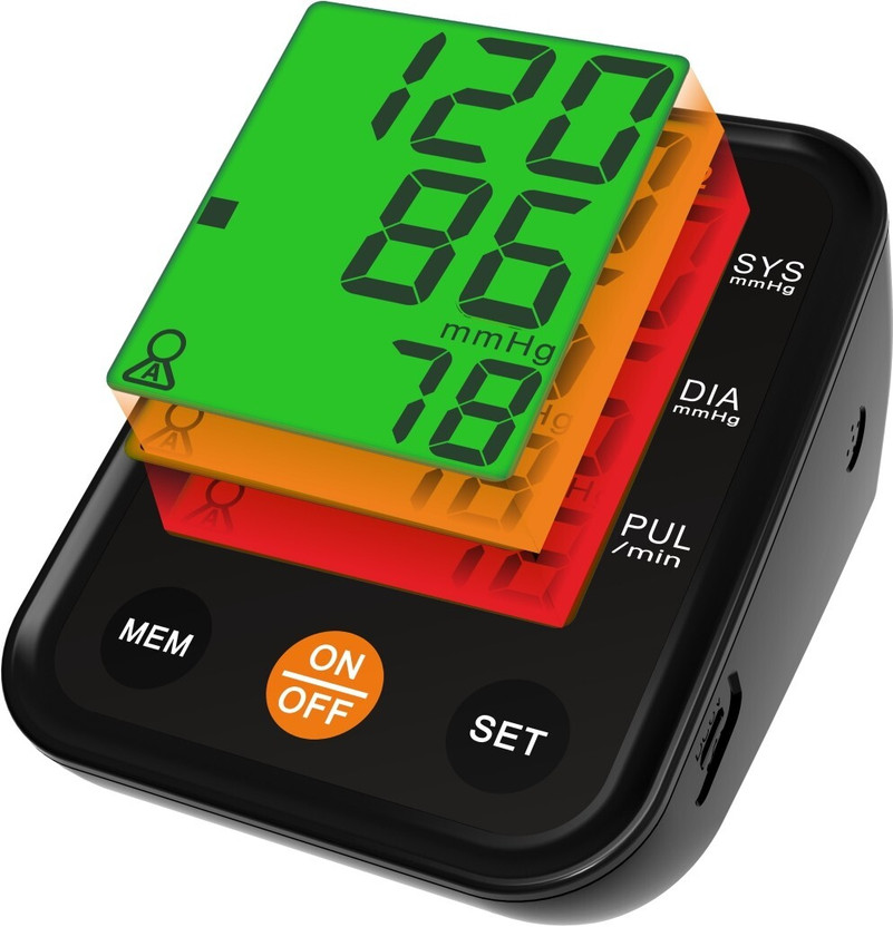 AccuSure AS02 fully automatic upper arm blood pressure monitor 3 Color Display AS02 Bp Monitor(Black)