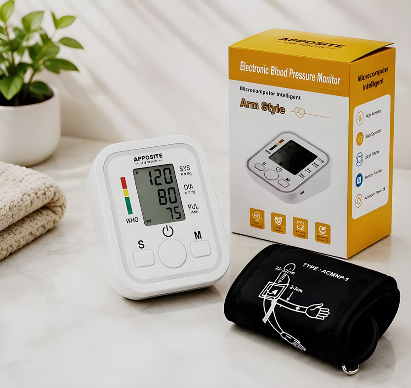 Apposite Electronic Upper Arm Blood Pressure Monitor with Memory Combo Bp Monitor Bp Monitor(White)