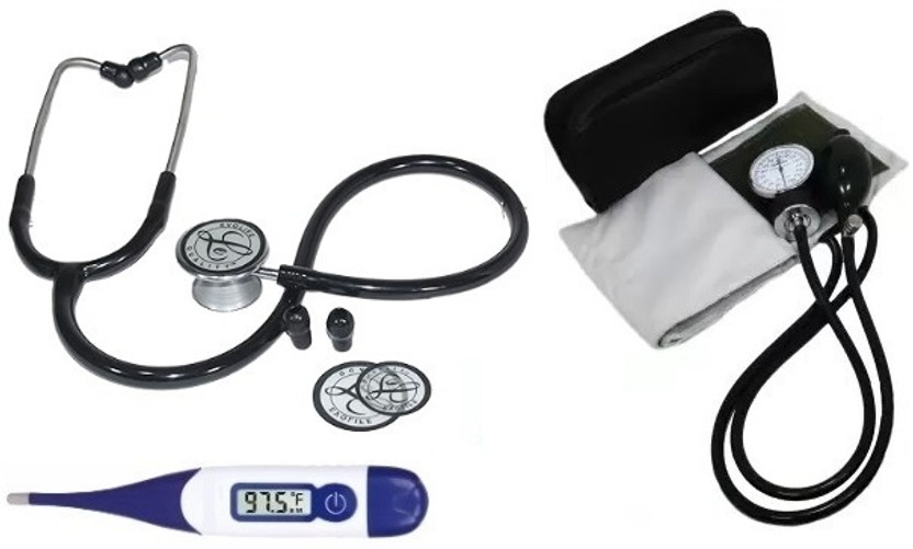 RnB Doctor Upper Arm Sphygmomanometer Made In Japan Dial Type BP Monitor with Evolife Double Heart Stethoscope & Digital Thermometer Bp Monitor(Black)