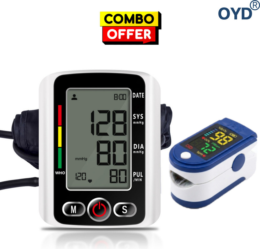 OYD Big Display BP Machine and LK87 Pulse Oximeter Health Device with voice feature and 3 colour back light Bp Monitor(White)