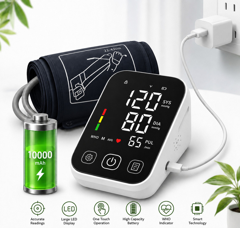 kiaan enterprises [RECHARGEABLE] Fully Automatic One Touch Digital BP MONITOR for Home use | Voice Broadcast {No need to Install Batteries} Bp Monitor(Black)