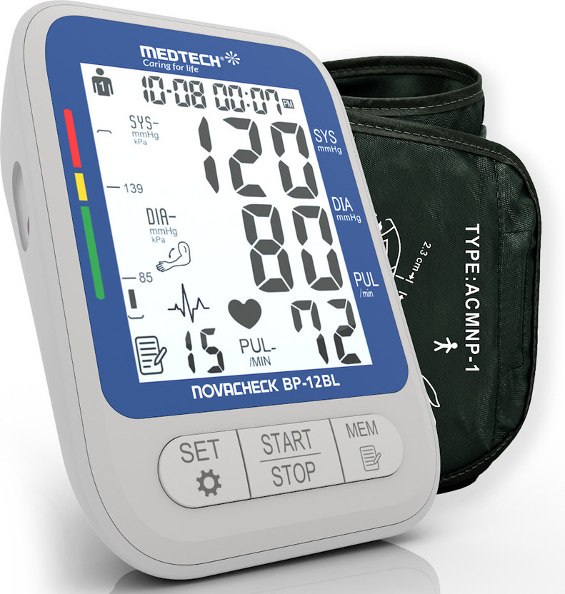 Medtech Portable Automatic Digital Blood Pressure Machine backlight BP12 BL Bp Monitor(White, Blue)