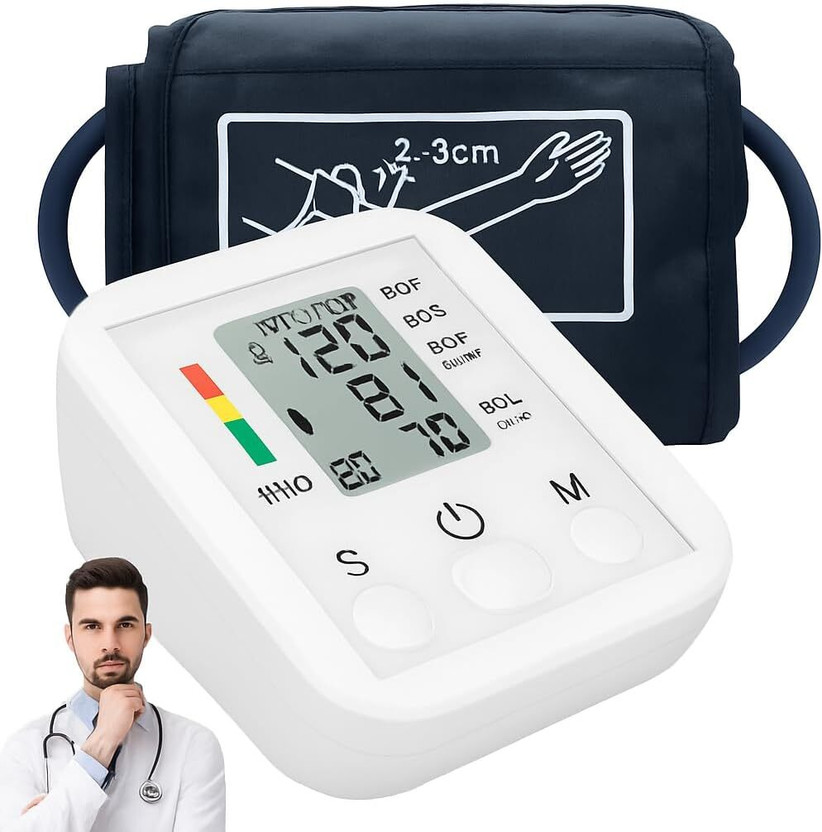 kiaan enterprises Fully Automatic One Touch Digital Blood Pressure Monitoring Device | BP Apparatus for HOME with Voice Broadcast {Batteries are not included in the Box} Bp Monitor(White)