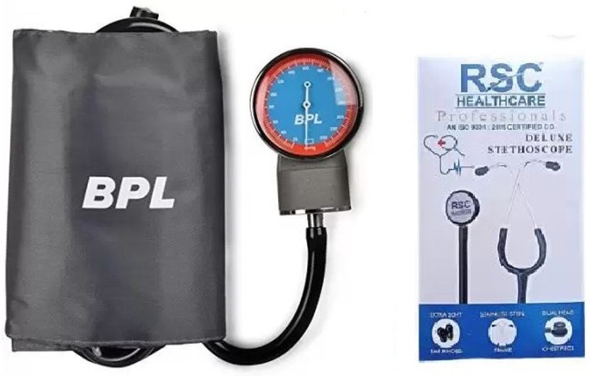 BPL Medical Technologies ANEROID SPHYGMOMANOMETER MANUAL With Dr. Morepen ST-01A stethoscope Aneroid Sphygmomanometer Blood Pressure Machine With Rsc Healthcare Stethoscope Bp Monitor(Grey)