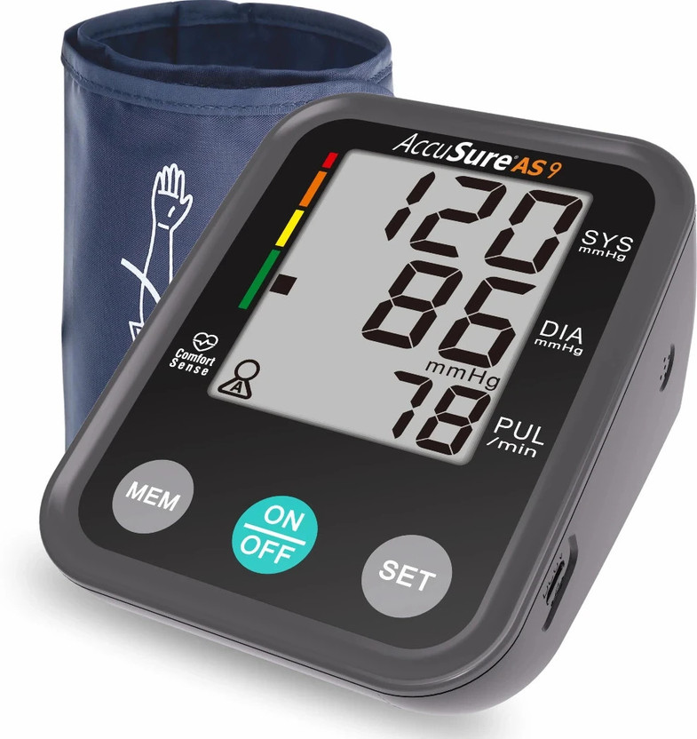AccuSure AS9 Automatic + Advance Feature Blood Pressure Monitoring System for measuring BP AS9 Bp Monitor(Dark Grey)