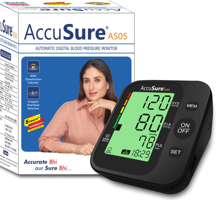 AccuSure AccuSure AS05 3 Color Smart Display Technology AS Series Bp Monitor(Black) - Flipkart Deal