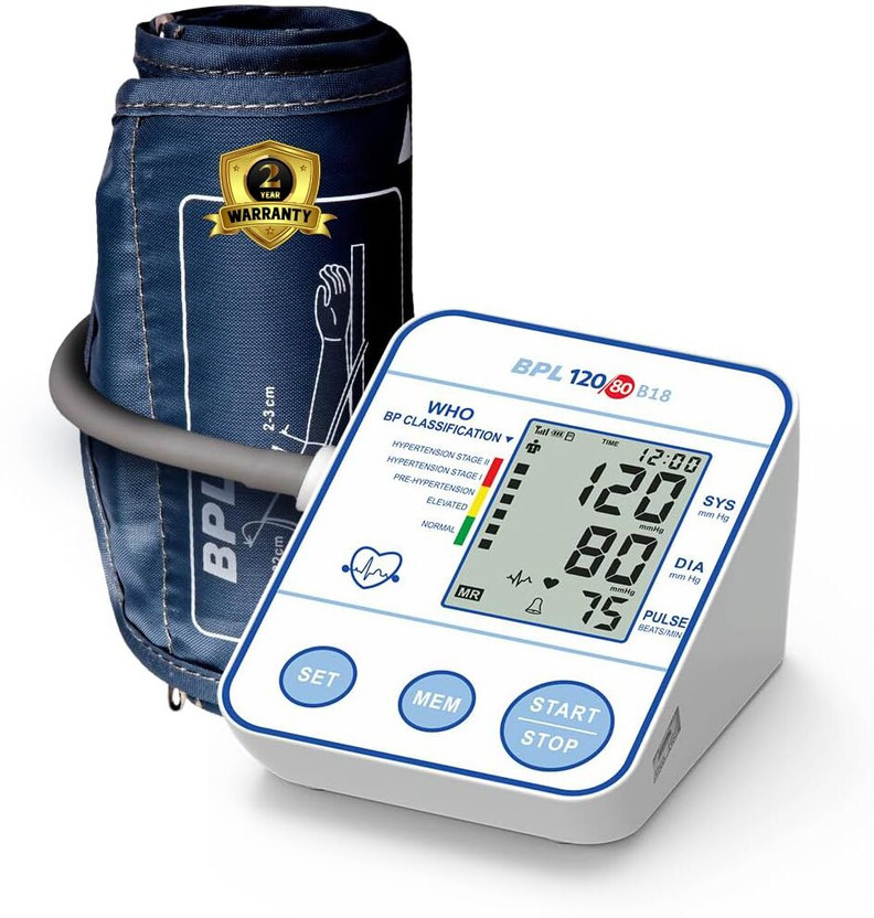 BPL Medical Technologies B18 Digital Blood Pressure Monitor with USB, LCD Display For Home and Clinic Bp Monitor(White)