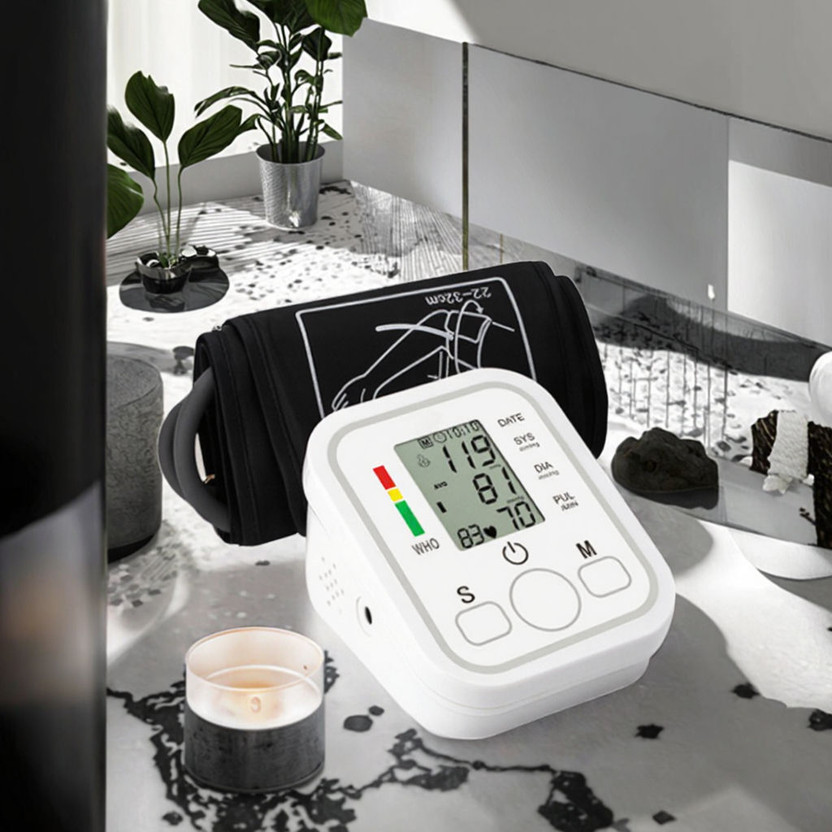HEALBIRD Fully Automatic One Touch Digital Blood Pressure Monitoring Device for Home use with Voice Broadcast {Batteries are not included in the Box} Bp Monitor(White)
