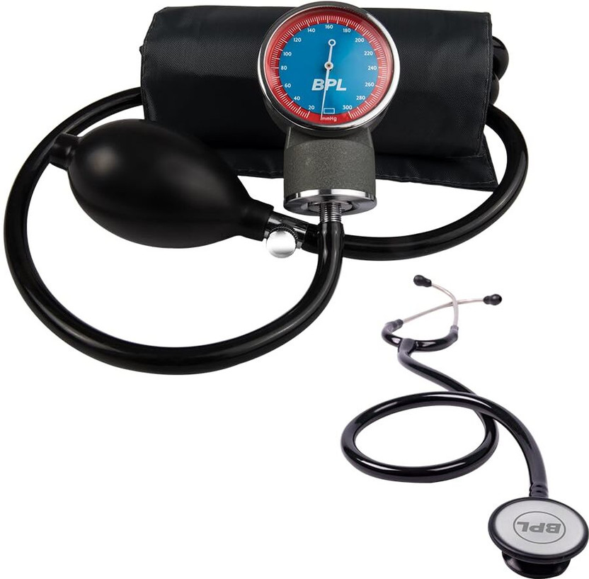BPL Medical Technologies Aneroid Sphygmomanometer Manual Blood Pressure Monitor and Stethoscope ST01 Stethoscope Bp Monitor(Black)