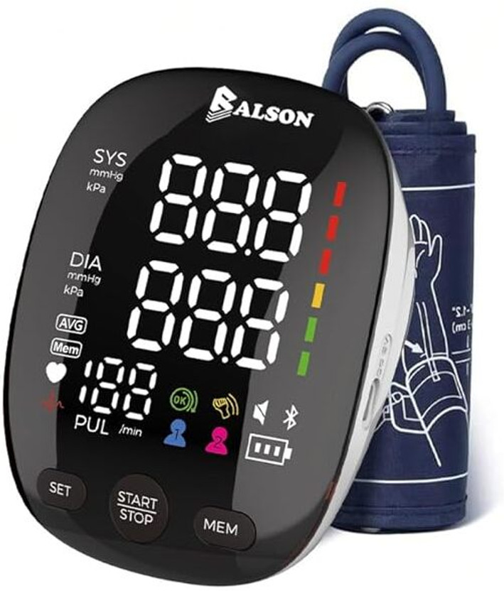 Balson BP-BL-786 Automatic Digital Blood Pressure Monitor for Upper Arm | Large LED Display | Dual User 2×120 Memory (1 Year Warranty) Bp Monitor(Black)