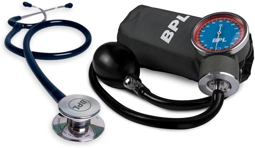BPL Medical Technologies 91MED780+91MED0136 Manual Large Dial Aneroid Sphygmomanometer with ST-03 Brass Dual Stethoscope Bp Monitor(Black)