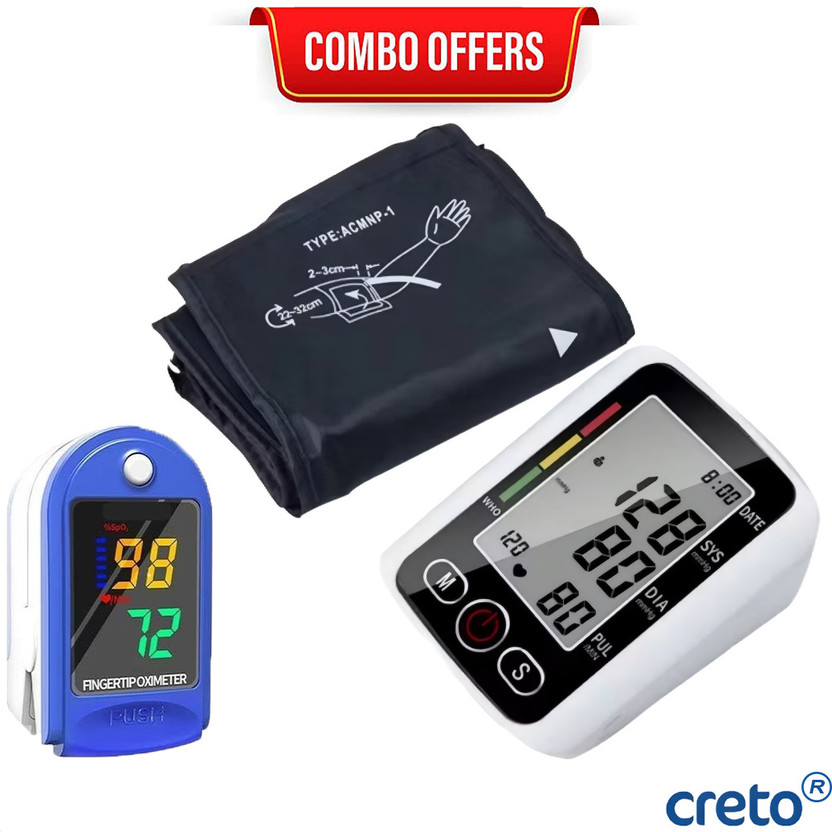 CRETO Blood Pressure Monitor with LK87 Pulse Oximeter Home Medical Kit Bp Monitor(Black)