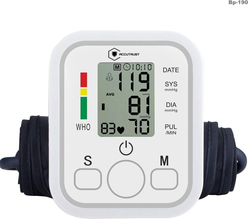 Accutrust 190 Digital Blood Pressure Monitor for Home | Automatic Upper Arm BP Machine Bp Monitor(White)