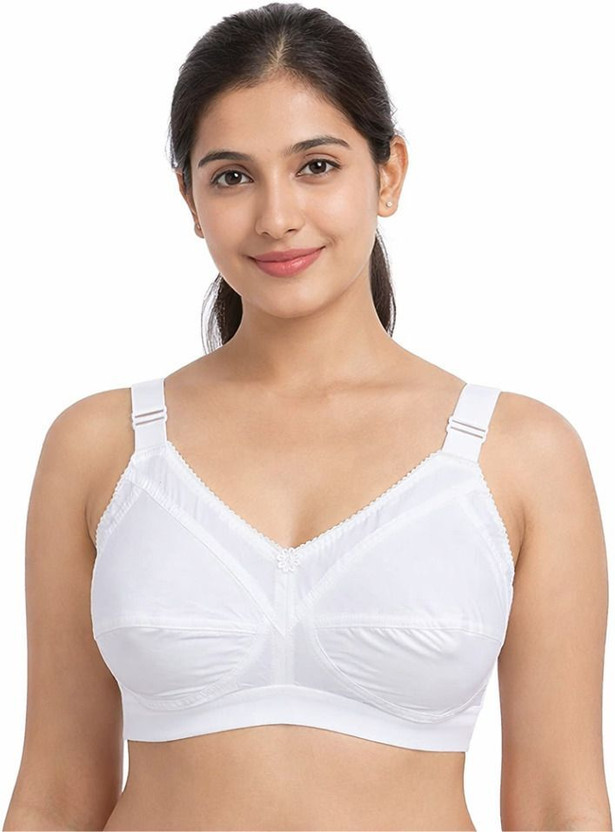 THE COTTON C Cup Cotton Non Wired Bra | Soft Comfortable Everyday Daily Wear Bra Women Full Coverage Non Padded Bra(White)