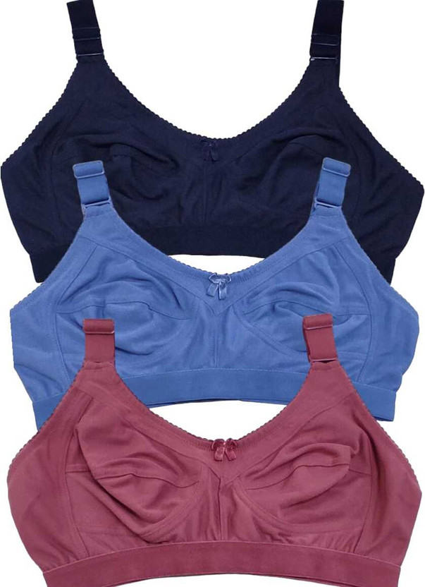 Funahme Bra Women Full Coverage Non Padded Bra(Dark Blue, Blue, Maroon)