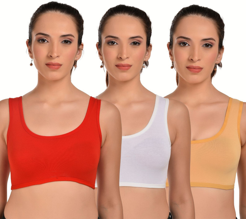 Forencia Forencia Pack of 3 Girls T-Shirt Non Padded Bra (Multicolor) Women Sports Non Padded Bra(Multicolor) - Flipkart Deal
