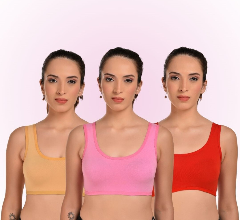 Forencia AIR BRA Women Sports Non Padded Bra(Red, Orange, Beige)