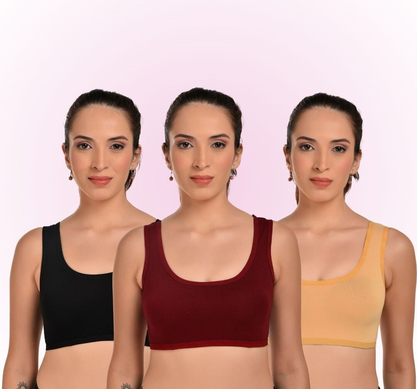 Forencia Sports Air Bra Women Sports Non Padded Bra(Black, Maroon, Beige)