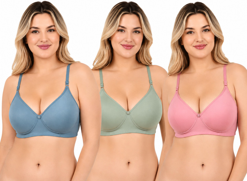 Hothy Women Everyday Lightly Padded Bra(Blue, Green, Pink)