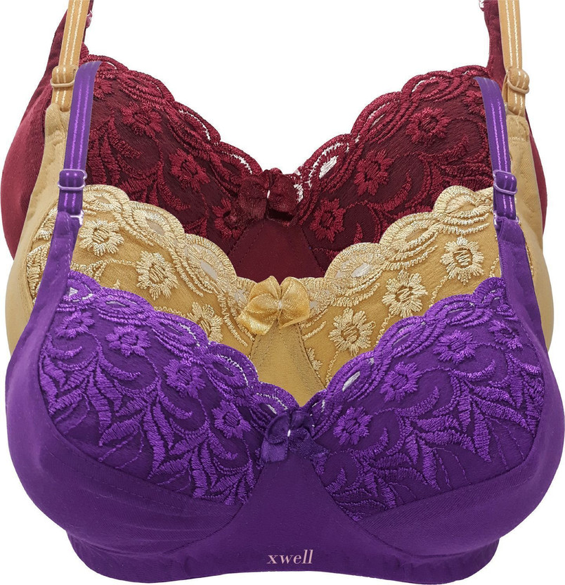 X-WELL NA Women Everyday Non Padded Bra(Purple, Maroon, Beige)
