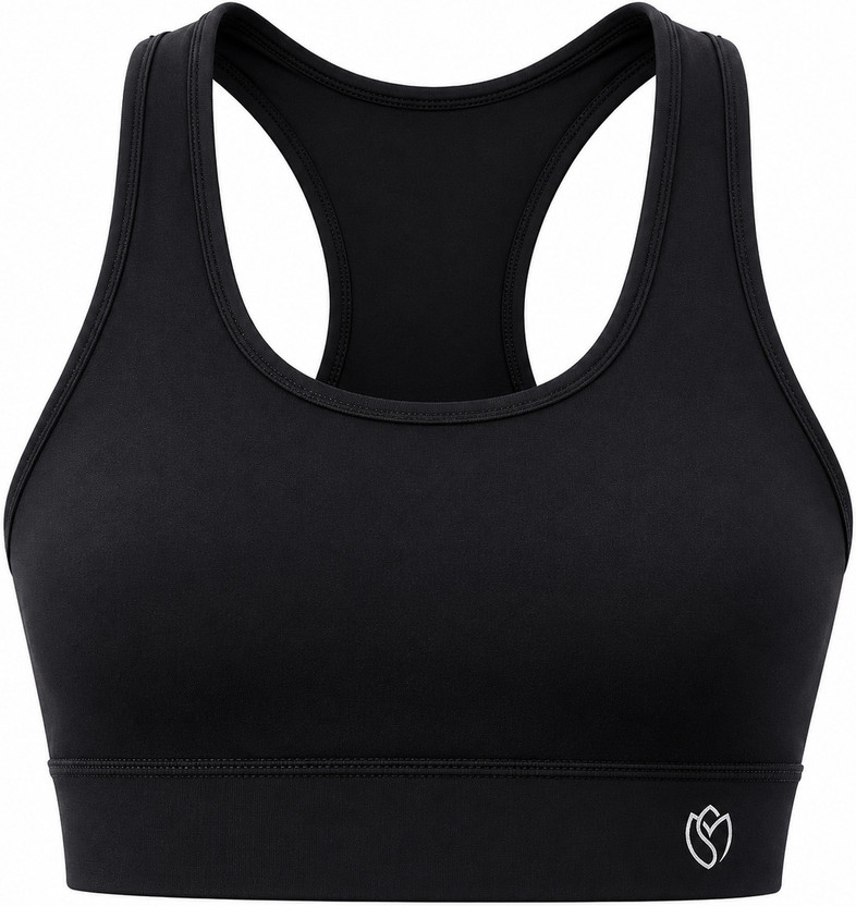 RiwazMansion Modern Stree Women's Light Padded Sports Bra with Cross Back Women Sports Heavily Padded Bra(Black)