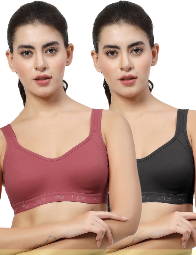 LILY LILY Strops555 Women Sports Non Padded Bra(Maroon, Black) - Flipkart Deal