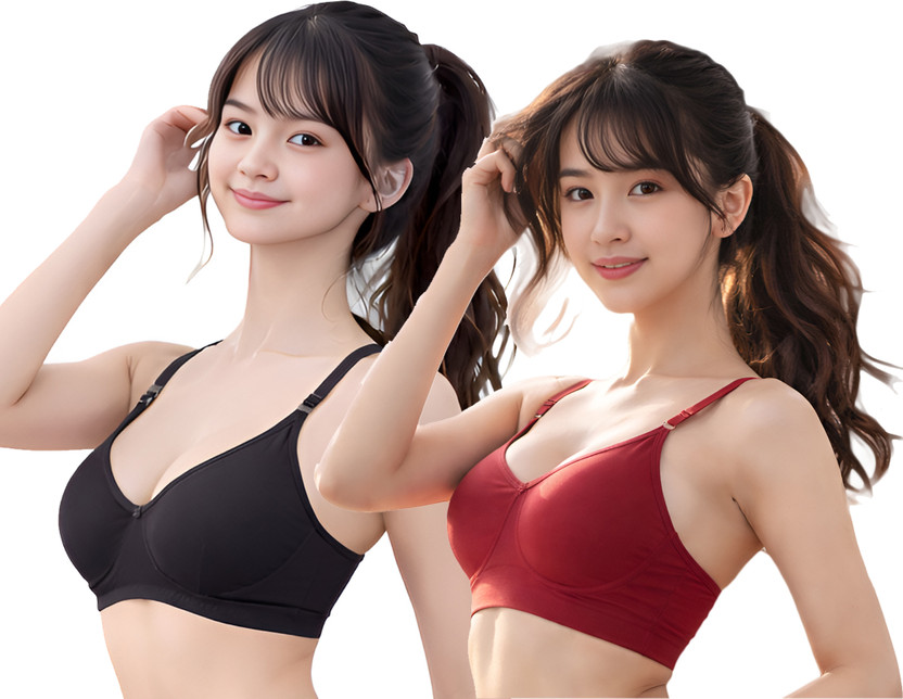 STOGBULL Women & Girls Bra Non Padded Full Coverage Daily Wear Bra Combo Pack of 2 Women T-Shirt Non Padded Bra(Black, Maroon)