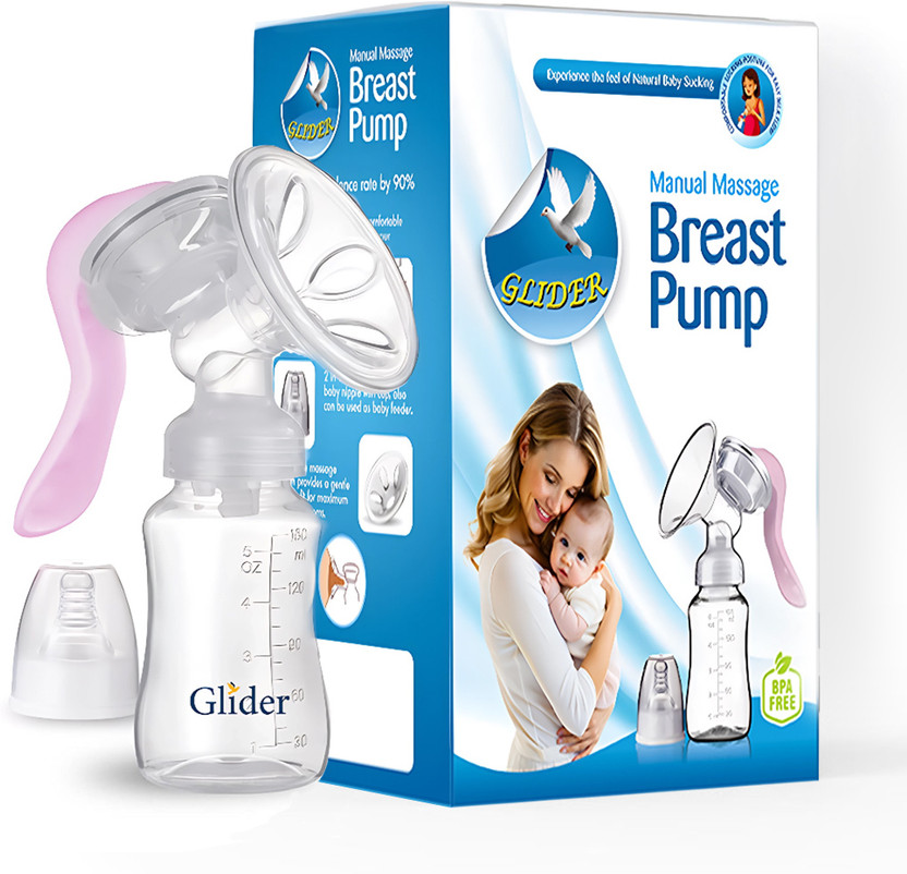 GLIDER Manual Breast Pump | Silicone Cushion - Ultra Comfort & Quiet | BPA Free | 250ml  - Manual(Clear)