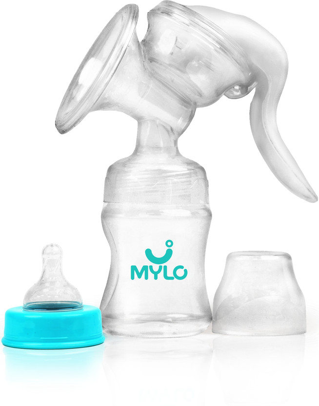 MYLO Baby Feels Natural Manual Breast Pump, BPA Free, Anti-Colic Nipple, Food Grade  - Manual(Light Blue)