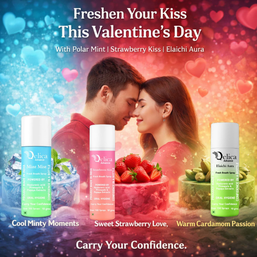Qelica Romantic Valentine Breath Freshener Spray | Pocket Size Mint Spray(30 g)